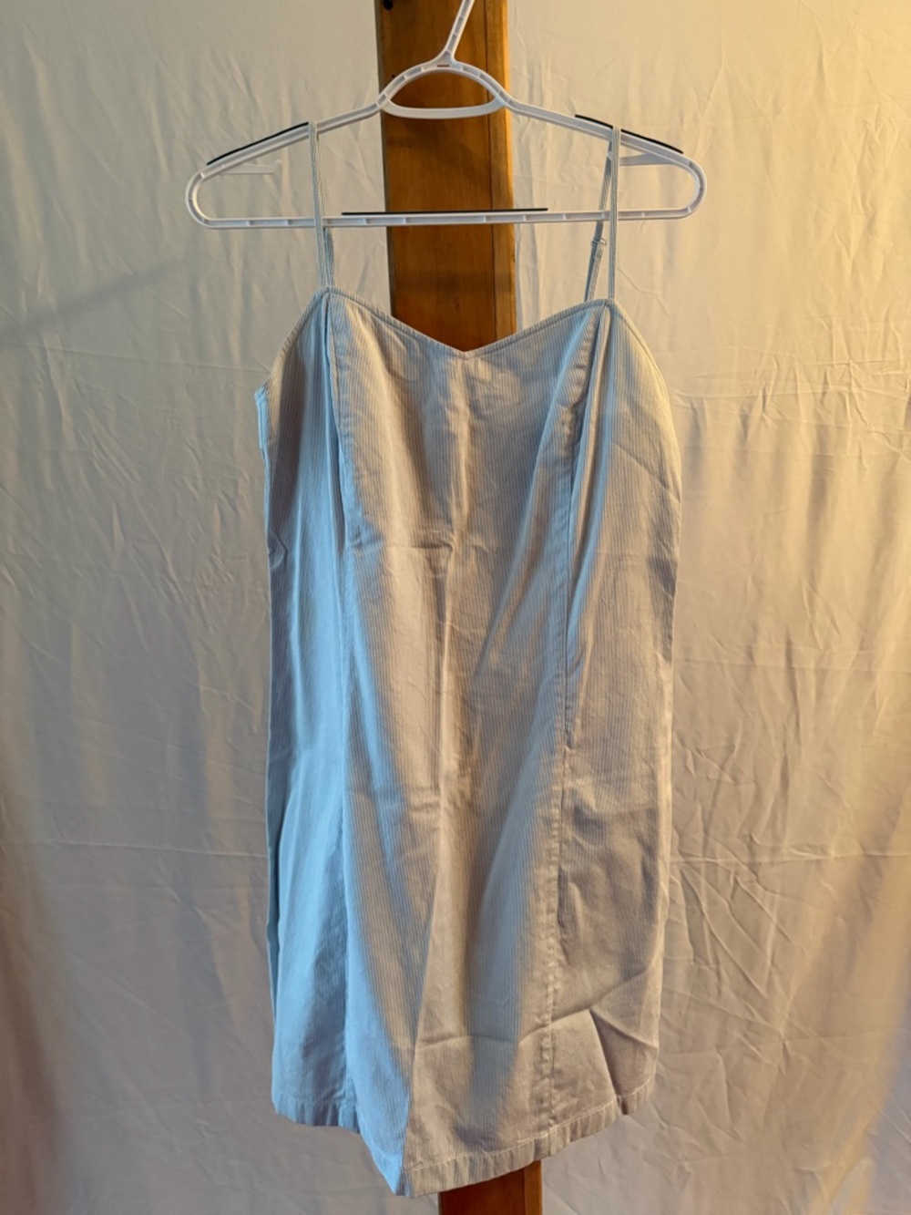 Y2K Light Blue Striped Slip Dress